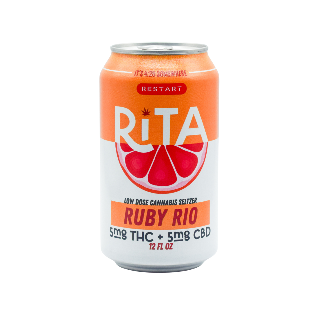RESTART Rita Delta 9 THC 5MG + CBD 5MG Seltzer Ruby Rio 12oz / 1-ct (Reg. Price $5)